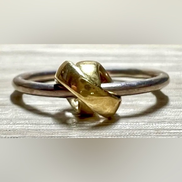 Designer Trollbeads “Neverending” Sterling Silver & 18K Gold Band Ring, Size 5.5 - Picture 2 of 10